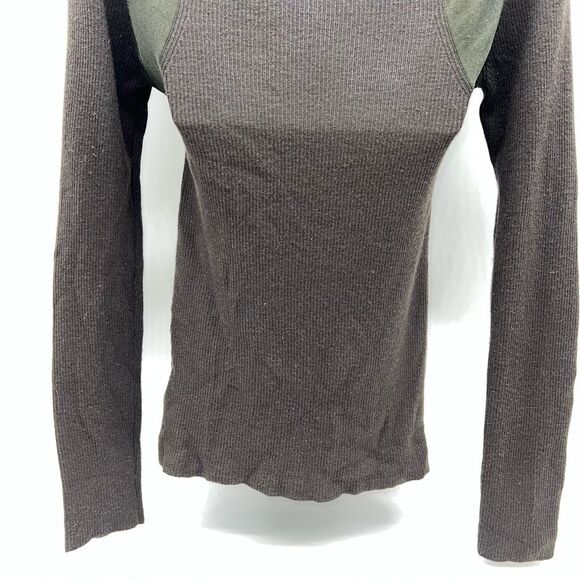 Gucci Olive and Brown Long Sleeve Ribbed Knit Top Shirt Made in Italy-Size L - Picture 8 of 12